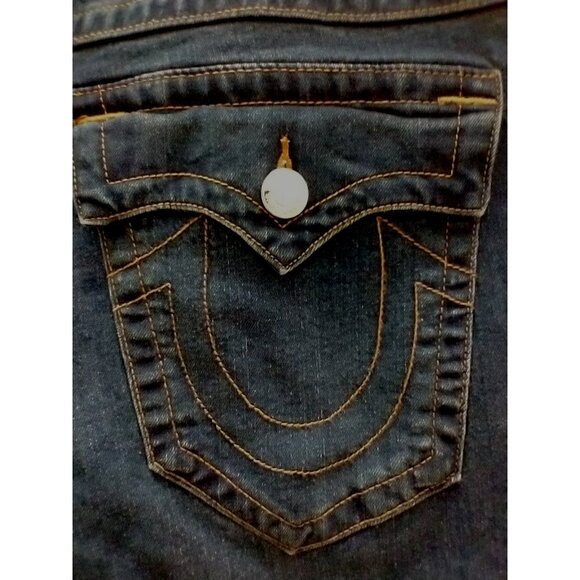 True Religion Ricky Relaxed Straight Jeans Flap Pockets WORLD TOUR BUDDHA 38x31 - Picture 7 of 9